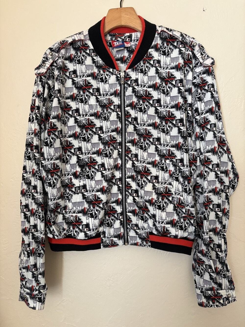 90s Vintage Tail Bomber Tennis Jacket Size Large Retro Y2K Full Zip